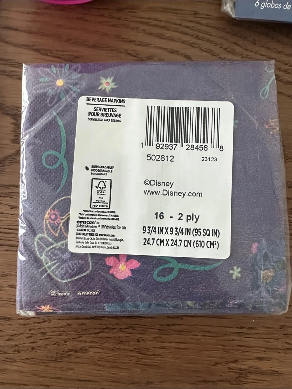 Disney Encanto Purple Floral Party Tableware Set with Teal Accents